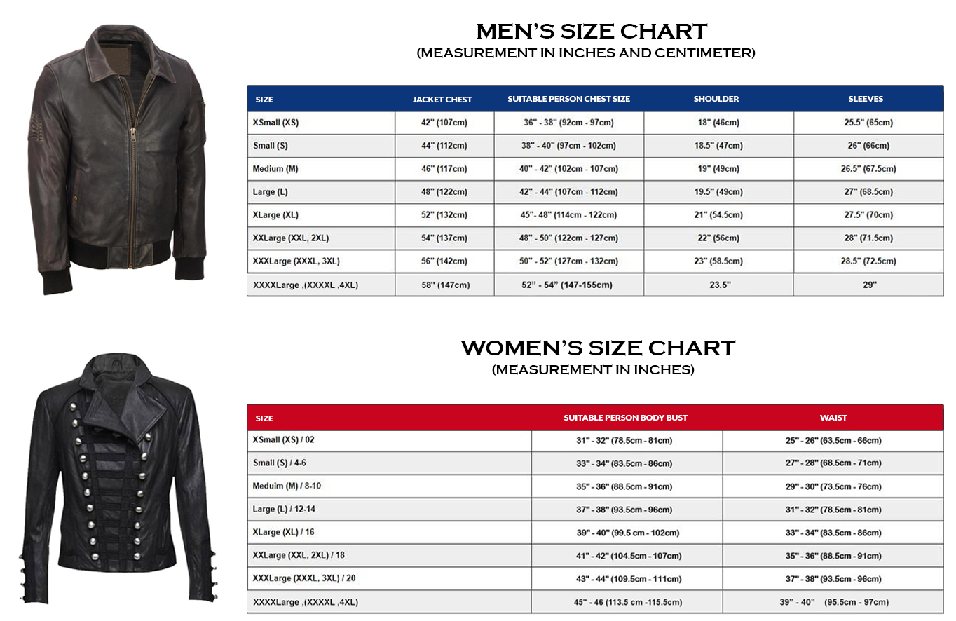 Size Chart - Turkish Leather Manufacturers Handbags & Jacket & Fur ...